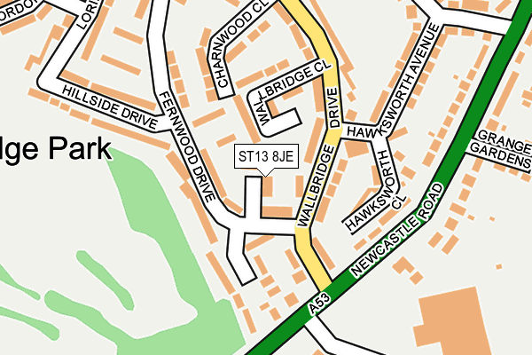 ST13 8JE map - OS OpenMap – Local (Ordnance Survey)