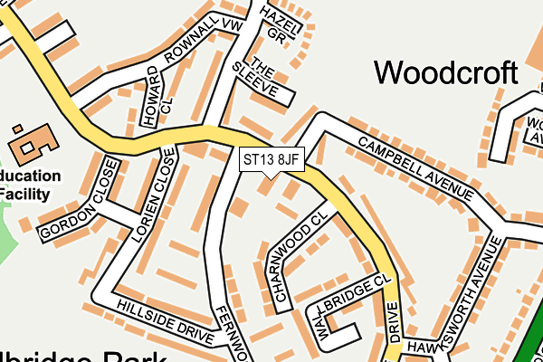 ST13 8JF map - OS OpenMap – Local (Ordnance Survey)