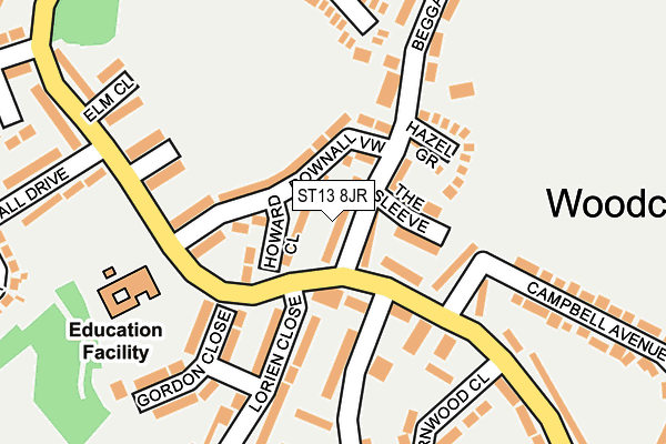 ST13 8JR map - OS OpenMap – Local (Ordnance Survey)