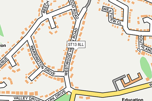 ST13 8LL map - OS OpenMap – Local (Ordnance Survey)