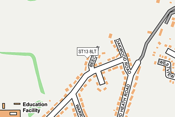 ST13 8LT map - OS OpenMap – Local (Ordnance Survey)