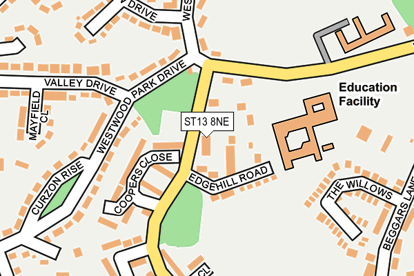 ST13 8NE map - OS OpenMap – Local (Ordnance Survey)
