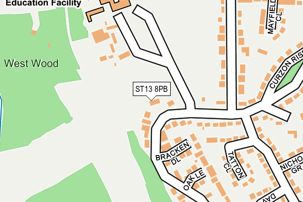 ST13 8PB map - OS OpenMap – Local (Ordnance Survey)