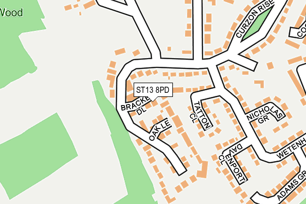 ST13 8PD map - OS OpenMap – Local (Ordnance Survey)