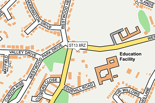 ST13 8RZ map - OS OpenMap – Local (Ordnance Survey)