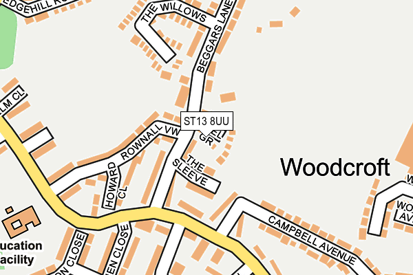 ST13 8UU map - OS OpenMap – Local (Ordnance Survey)