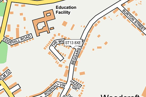 ST13 8XE map - OS OpenMap – Local (Ordnance Survey)