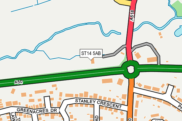 ST14 5AB map - OS OpenMap – Local (Ordnance Survey)