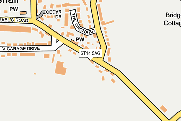 ST14 5AG map - OS OpenMap – Local (Ordnance Survey)