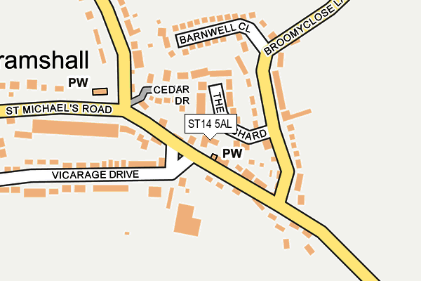 ST14 5AL map - OS OpenMap – Local (Ordnance Survey)