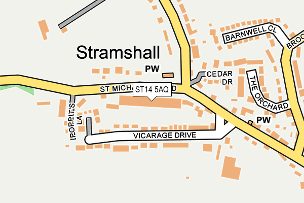 ST14 5AQ map - OS OpenMap – Local (Ordnance Survey)