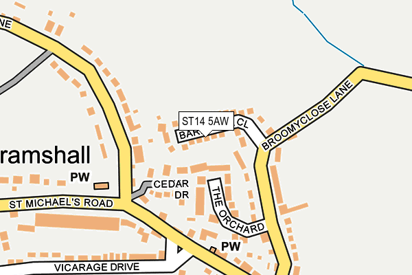 ST14 5AW map - OS OpenMap – Local (Ordnance Survey)