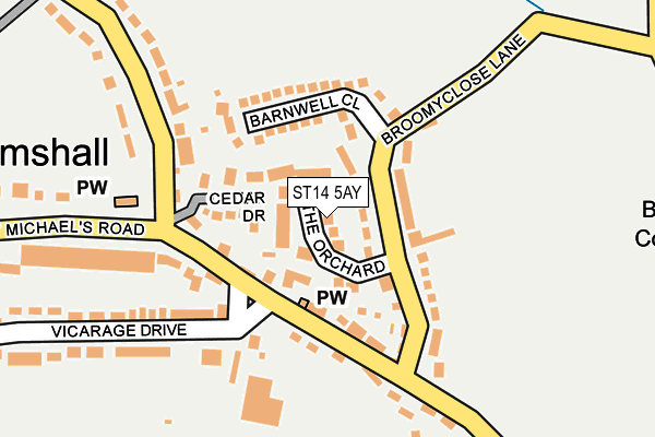 ST14 5AY map - OS OpenMap – Local (Ordnance Survey)