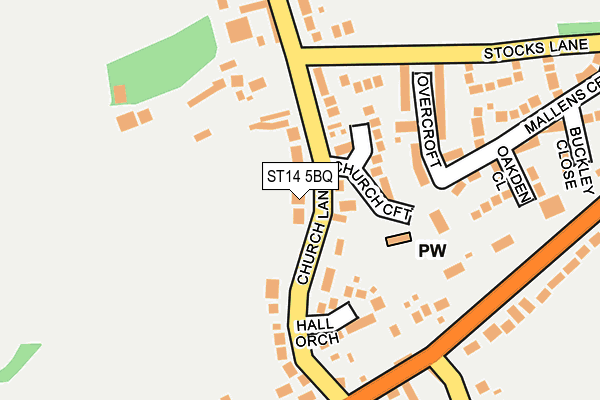 ST14 5BQ map - OS OpenMap – Local (Ordnance Survey)