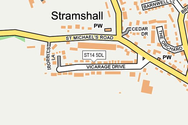 ST14 5DL map - OS OpenMap – Local (Ordnance Survey)