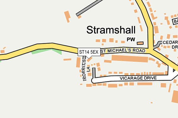 ST14 5EX map - OS OpenMap – Local (Ordnance Survey)