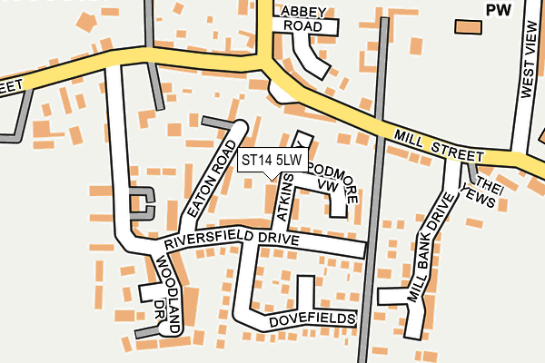 ST14 5LW map - OS OpenMap – Local (Ordnance Survey)