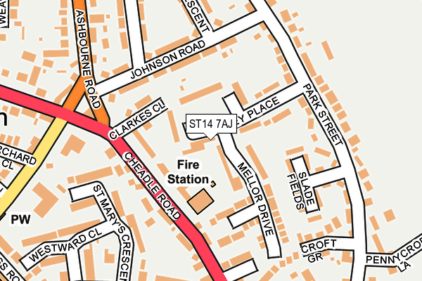 ST14 7AJ map - OS OpenMap – Local (Ordnance Survey)