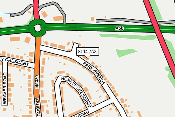 ST14 7AX map - OS OpenMap – Local (Ordnance Survey)