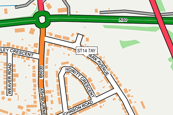 ST14 7AY map - OS OpenMap – Local (Ordnance Survey)