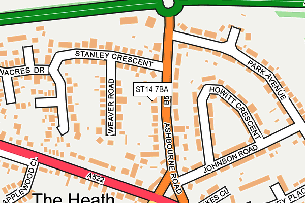 ST14 7BA map - OS OpenMap – Local (Ordnance Survey)