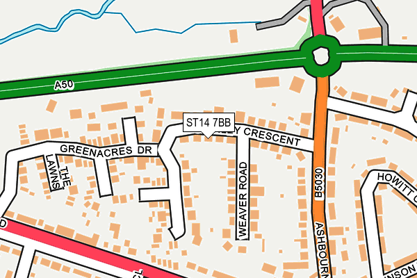 ST14 7BB map - OS OpenMap – Local (Ordnance Survey)