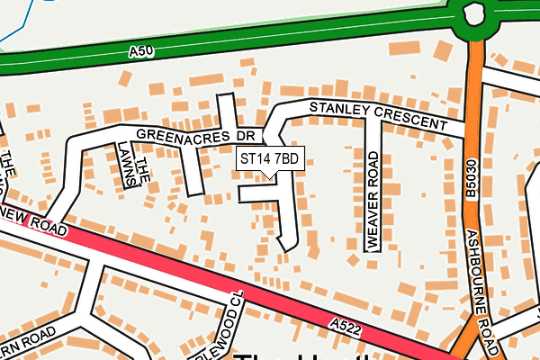 ST14 7BD map - OS OpenMap – Local (Ordnance Survey)