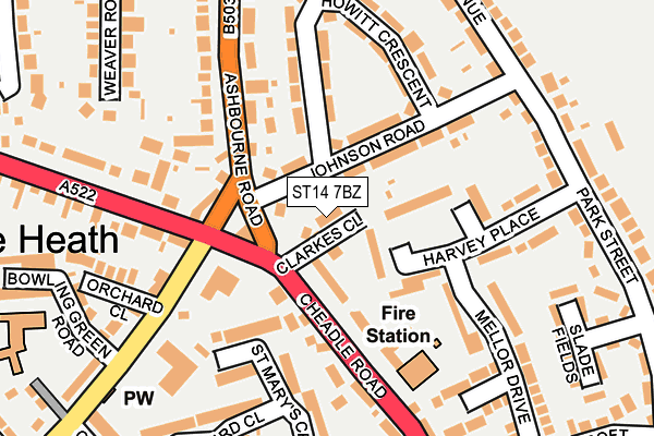 ST14 7BZ map - OS OpenMap – Local (Ordnance Survey)