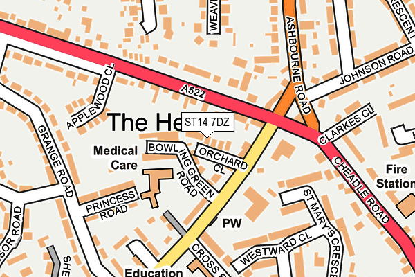 ST14 7DZ map - OS OpenMap – Local (Ordnance Survey)