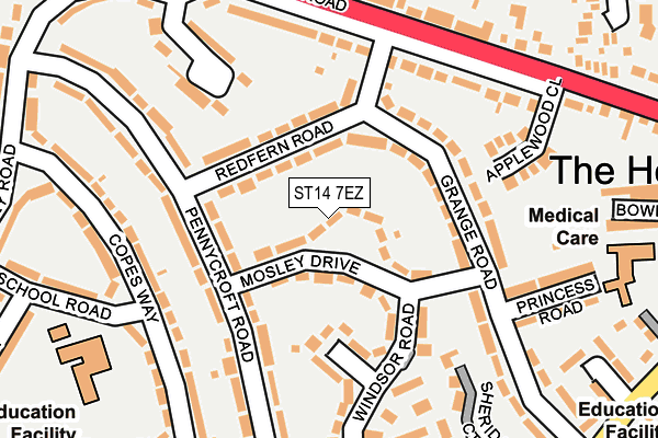 ST14 7EZ map - OS OpenMap – Local (Ordnance Survey)
