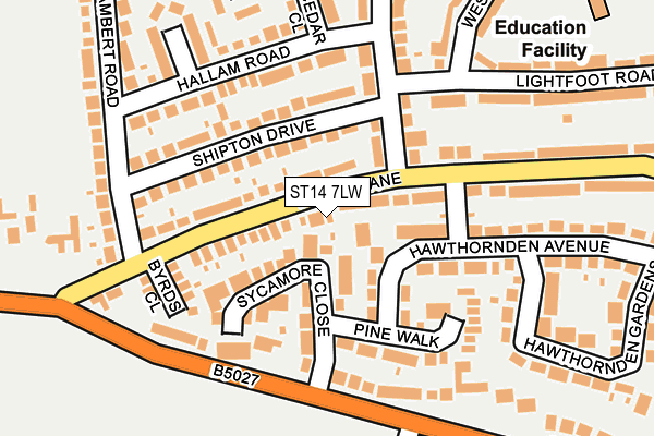 ST14 7LW map - OS OpenMap – Local (Ordnance Survey)