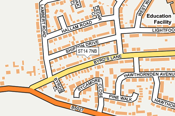 ST14 7NB map - OS OpenMap – Local (Ordnance Survey)
