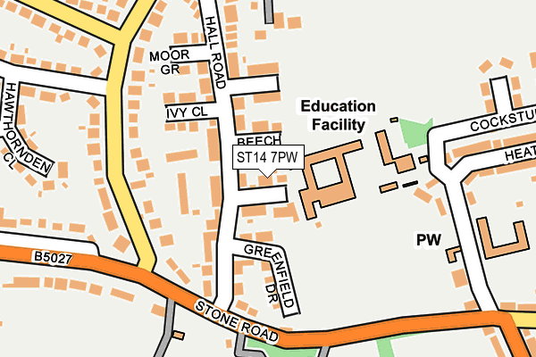 ST14 7PW map - OS OpenMap – Local (Ordnance Survey)