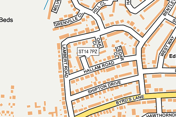 ST14 7PZ map - OS OpenMap – Local (Ordnance Survey)
