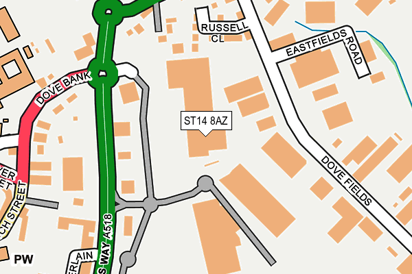 ST14 8AZ map - OS OpenMap – Local (Ordnance Survey)