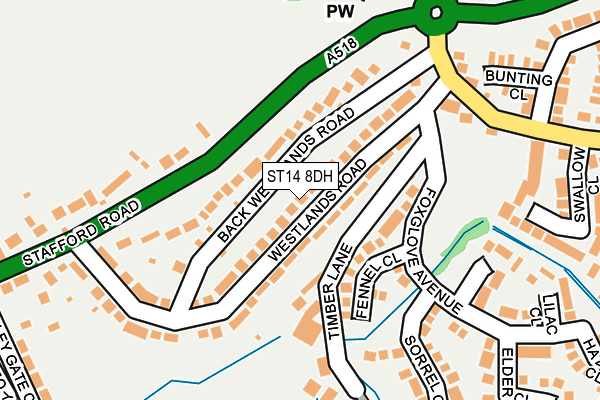 ST14 8DH map - OS OpenMap – Local (Ordnance Survey)
