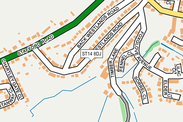 ST14 8DJ map - OS OpenMap – Local (Ordnance Survey)