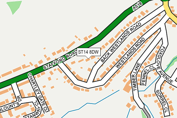 ST14 8DW map - OS OpenMap – Local (Ordnance Survey)