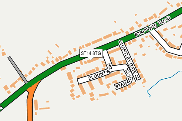 ST14 8TG map - OS OpenMap – Local (Ordnance Survey)
