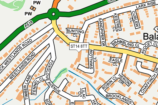 ST14 8TT map - OS OpenMap – Local (Ordnance Survey)