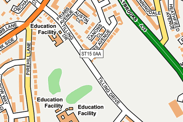 ST15 0AA map - OS OpenMap – Local (Ordnance Survey)