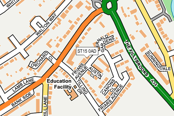 ST15 0AD map - OS OpenMap – Local (Ordnance Survey)