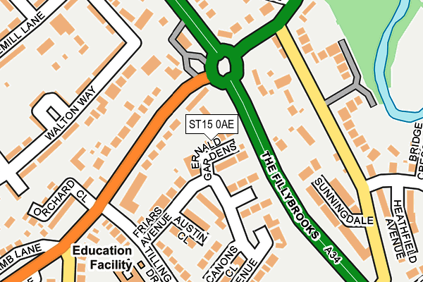 ST15 0AE map - OS OpenMap – Local (Ordnance Survey)