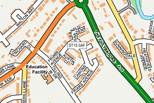 ST15 0AF map - OS OpenMap – Local (Ordnance Survey)