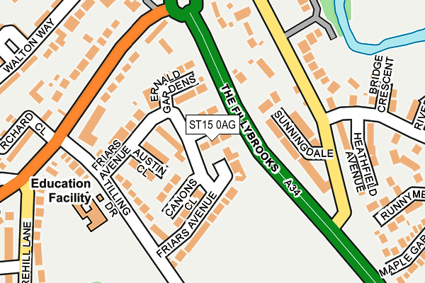 ST15 0AG map - OS OpenMap – Local (Ordnance Survey)