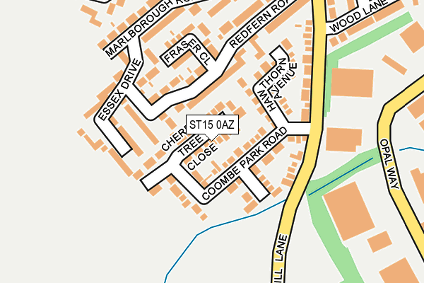 ST15 0AZ map - OS OpenMap – Local (Ordnance Survey)