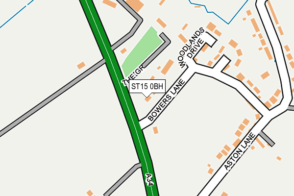 ST15 0BH map - OS OpenMap – Local (Ordnance Survey)