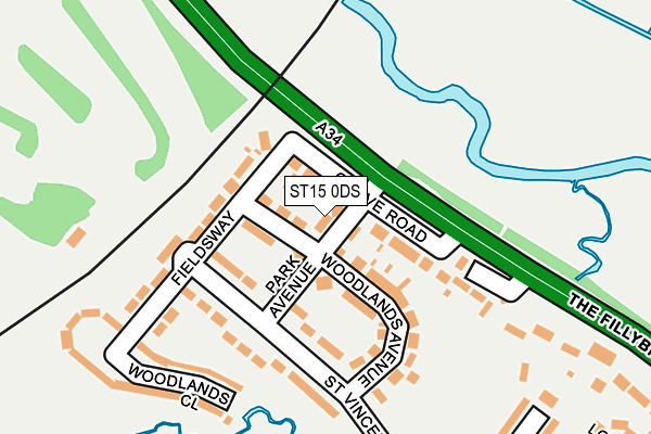 ST15 0DS map - OS OpenMap – Local (Ordnance Survey)