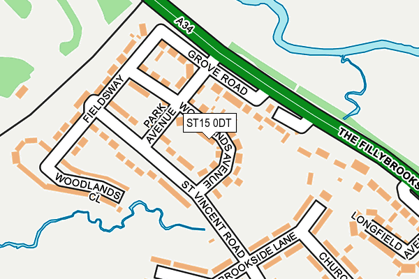 ST15 0DT map - OS OpenMap – Local (Ordnance Survey)
