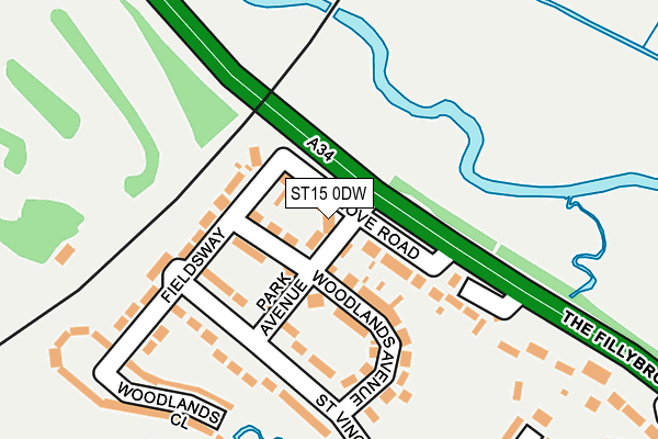 ST15 0DW map - OS OpenMap – Local (Ordnance Survey)